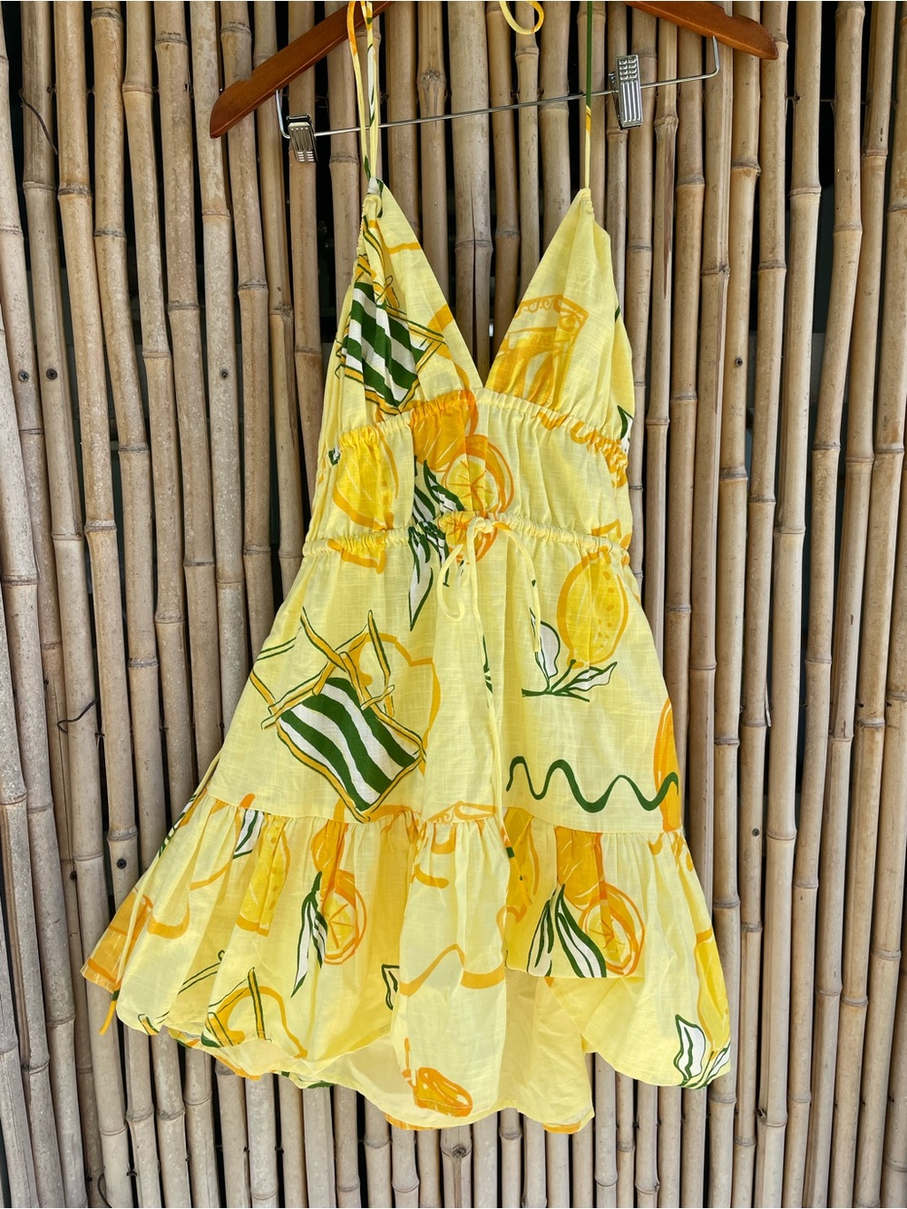 Sabo Skirt Yellow Print Backless Sundress